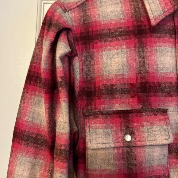 Isabel Marant Etoile Reosi Pink Flannel Plaid Puff Sleeves Western Style Shirt S - Picture 3 of 9
